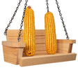 JCS Wildlife Cedar Squirrel Feeder Swing with Two Ears of Corn installed. Fun feeder and playground for squirrels. Made in Southern Indiana.