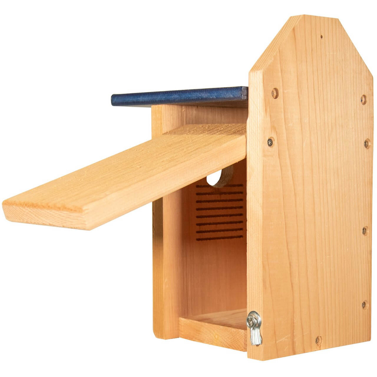 JCS Wildlife Cedar Wood Standard Eastern and Western Bluebird House with side door for easy cleaning.