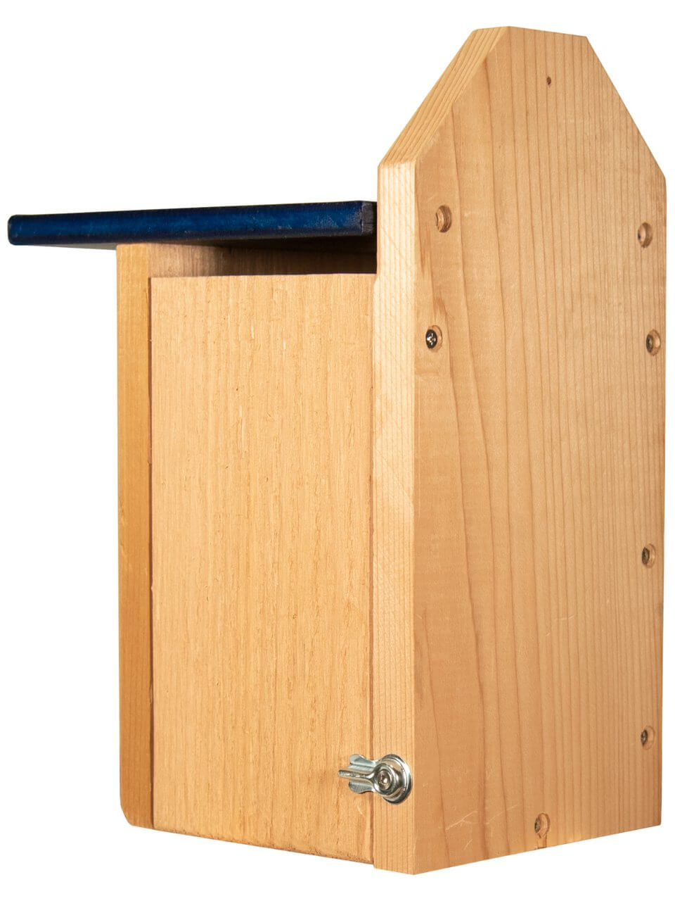 JCS Wildlife Cedar Wood Standard Bluebird house featuring a side door for easy cleaning and a predator guard.