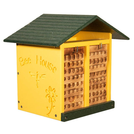 JCS Wildlife Double-Wide Poly Lumber and Pine Mason Bee House with 16 Nesting Rows
