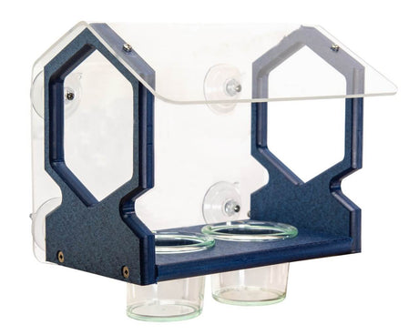 JCS Wildlife Geometric Window Bluebird Feeder made from recycled poly lumber with fun design and feeding jars.