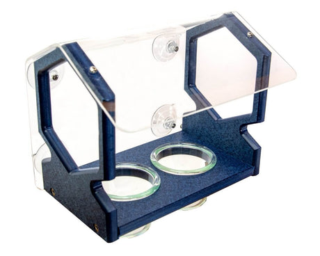 JCS Wildlife Geometric Window Bluebird Feeder with acrylic top and two feeding jars, made from recycled materials.