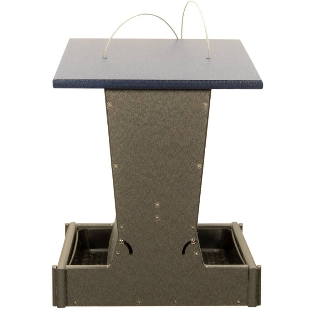 JCS Wildlife Large Poly Outhouse Feeder with blue top, designed for durable and enjoyable bird feeding.