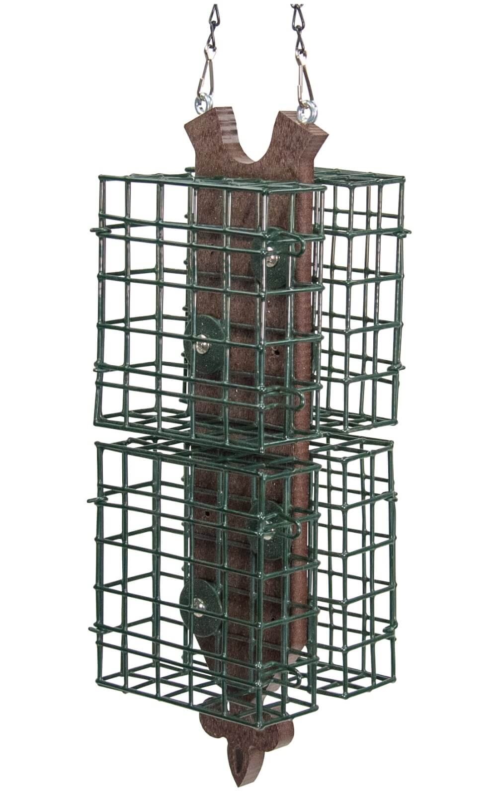 JCs Wildlife Quad Fleur de Lis Suet Feeder with four suet cages and a durable poly lumber frame.