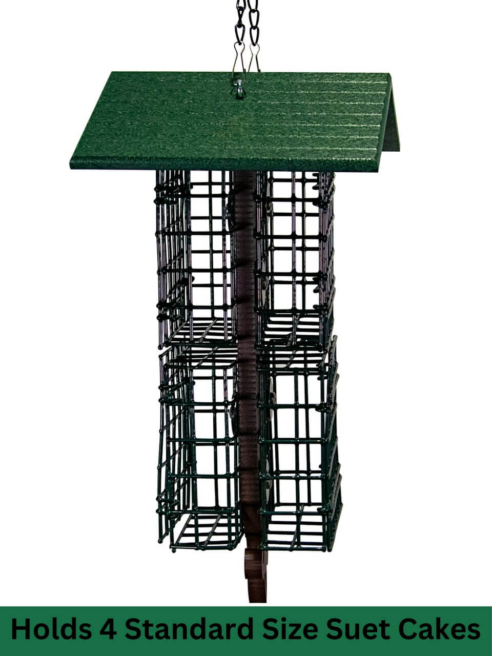 JCS Wildlife Quad Fleur de Lis Suet Feeder with Roof holding 4 standard size suet cakes in a stylish design.