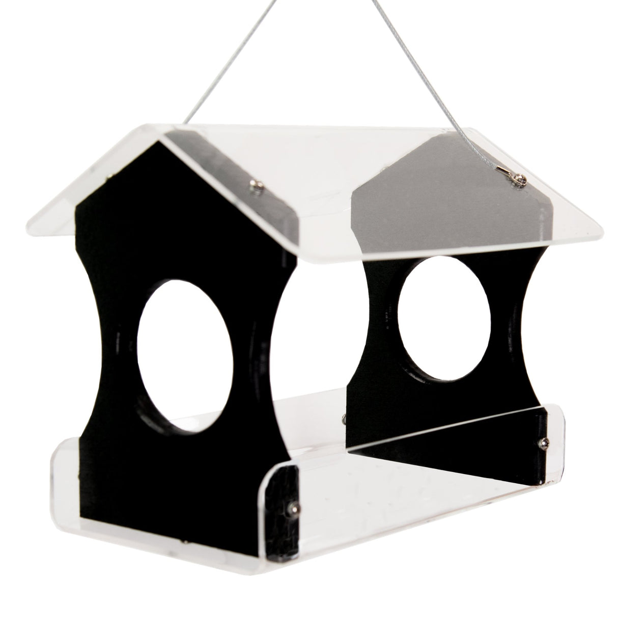 JCS Wildlife Recycled Poly Lumber Hanging Bird Feeder with vibrant design and 3-cup seed capacity, attracts Cardinals, Bluebirds, and more.