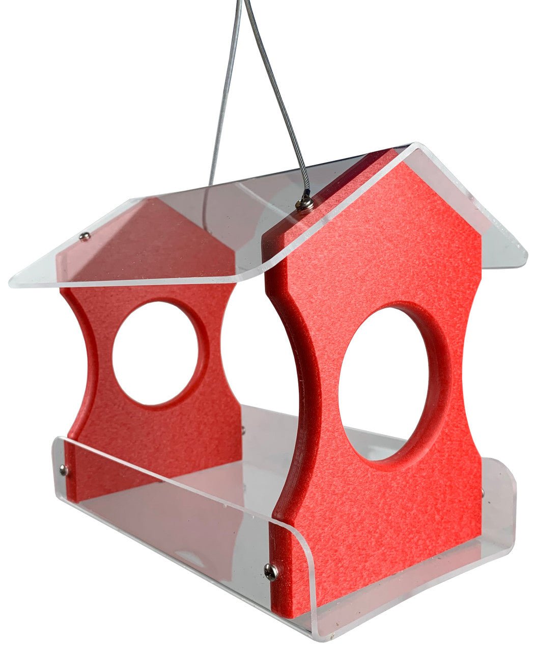 JCS Wildlife Bright Red Recycled Poly Lumber Hanging Bird Feeder