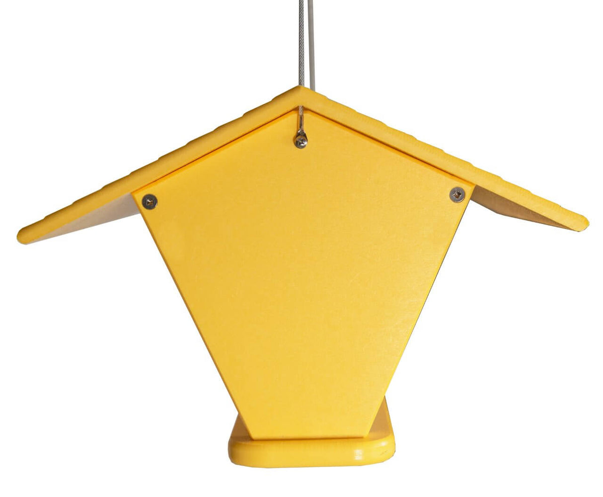 JCS Wildlife Recycled Poly Lumber Horizontal Goldfinch Nyjer Thistle Feeder in yellow, UV-resistant design for bird lovers.