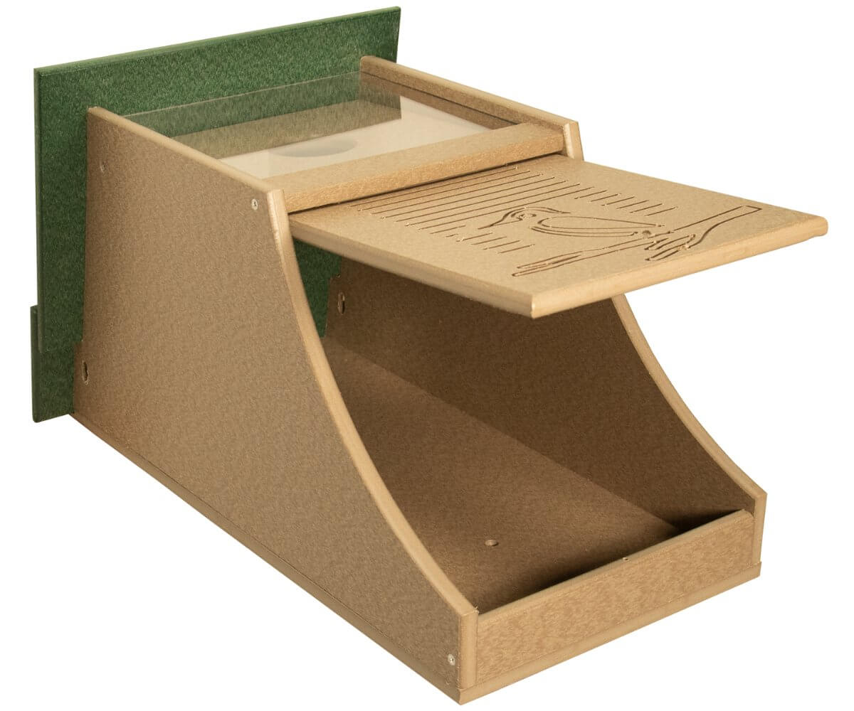 JCS Wildlife Recycled Poly Lumber Northern Flicker House with clear acrylic shield and slanted front design.