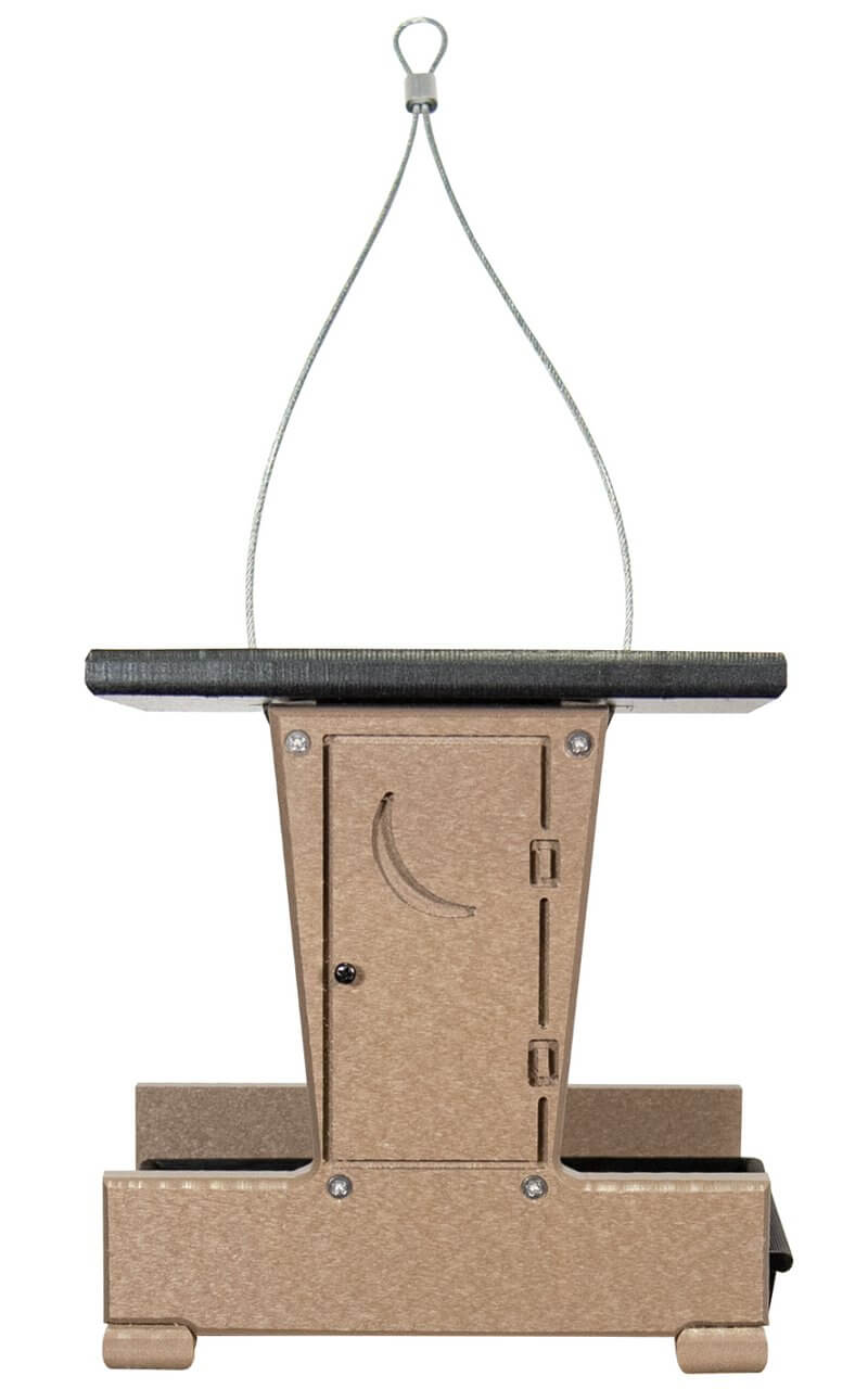 JCS Wildlife Small Outhouse Hopper Feeder with removable lid and tray, ideal for birdwatching in your backyard.