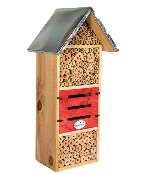 JCS Wildlife Tall Insect Hotel, perfect for nesting Mason Bees, Leaf-Cutter Bees, and Lacewings in your garden.