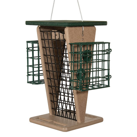 JCS Wildlife Whole Peanut Feeder with 2 suet cages, perfect for attracting woodpeckers and peanut-loving birds.