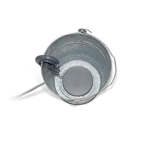 K&H 80 Watt Perfect Bucket Heater with 57 inch cord and thermostat in a metal bucket, perfect for keeping pails up to 5 gallons ice-free