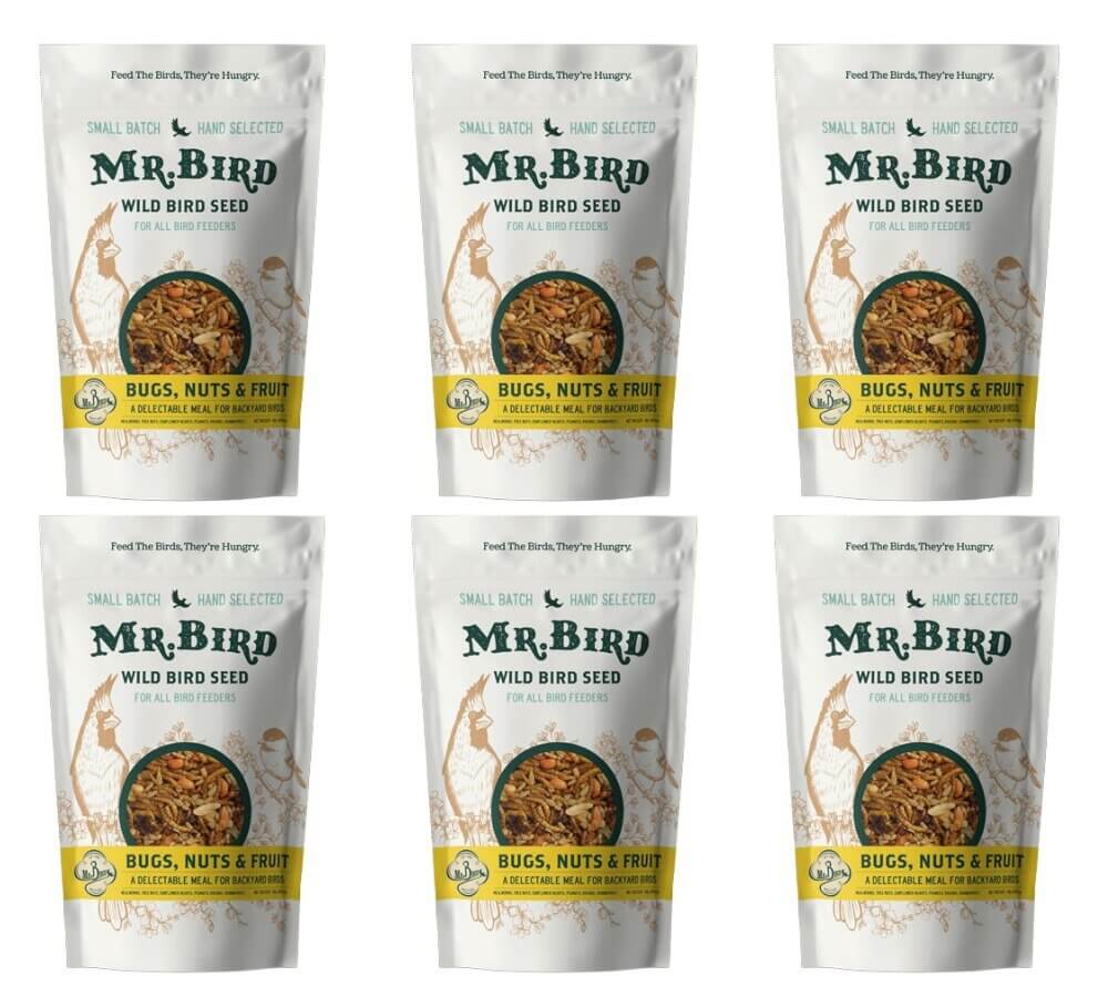 Mr. Bird Bugs, Nuts, & Fruit Small Loose Seed Bags in 2 lbs. packs for wild birds.