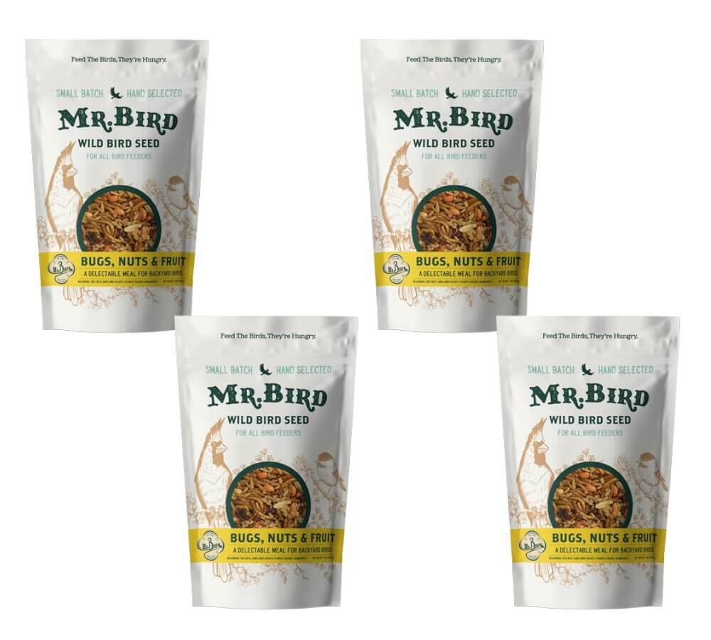 Mr. Bird Bugs, Nuts, & Fruit Small Loose Seed Bags - 2 lbs. pack providing nutritious bird food for a variety of birds.