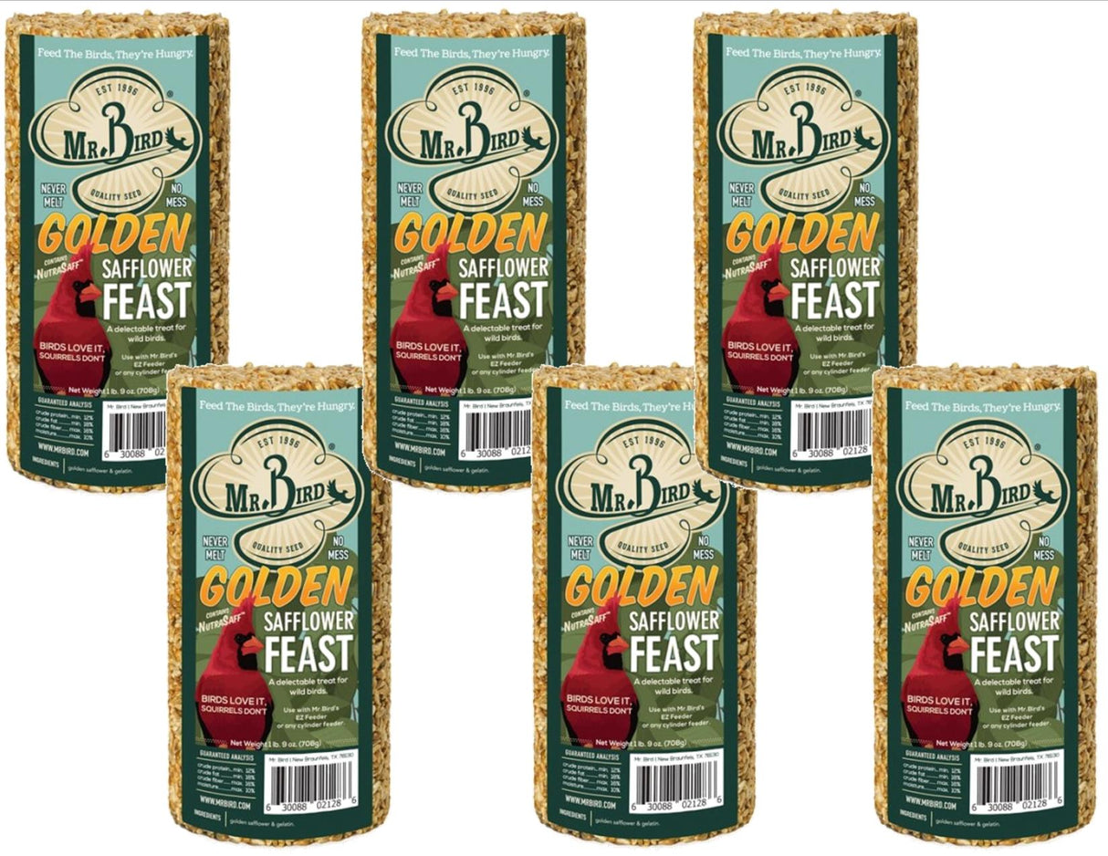 Mr. Bird Golden Safflower Feast Small Wild Bird Seed Cylinder 25 oz. (1, 2, 4, and 6 Packs) - JCS Wildlife