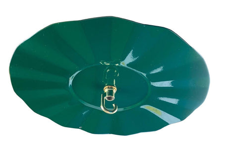Green Mr. Bird Rain Guard for protecting bird feeders from rain and snow, 9.5 inches in diameter.