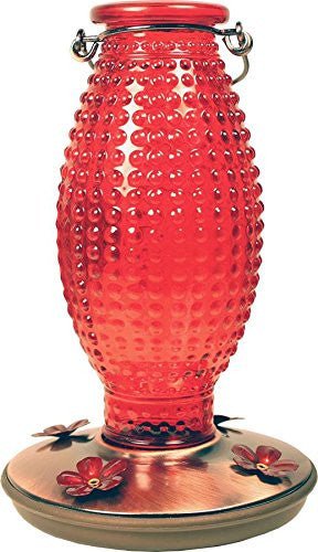 Perky-Pet 8130-2 Red Hobnail Vintage-Style Glass Hummingbird Nectar Feeder - JCS Wildlife