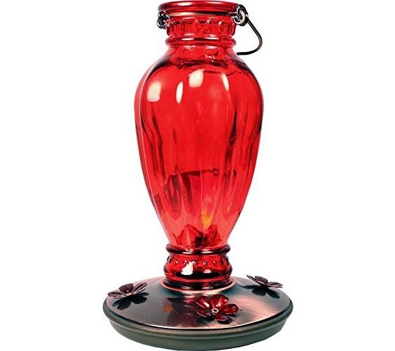 Perky-Pet 8133-2 Red Daisy Vase Vintage-Style Glass Hummingbird Feeder - JCS Wildlife