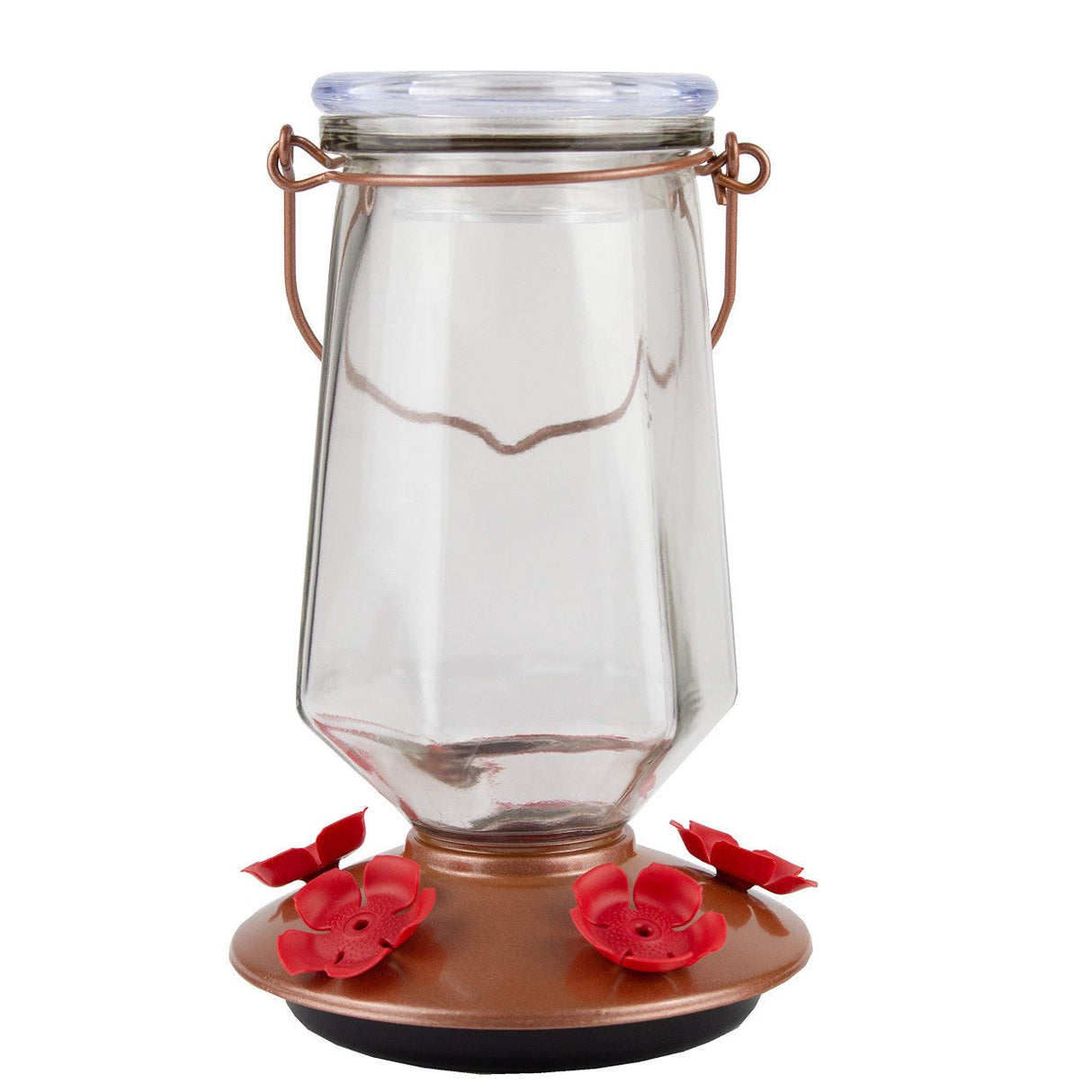 Perky-Pet 9109 Crystal Top-Fill Glass Hummingbird Feeder with 28 oz capacity and wide-mouth opening for easy filling