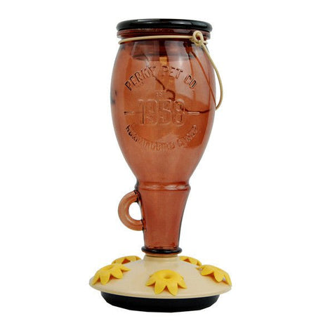 Perky-Pet Sugar Maple Top-Fill Glass Hummingbird Feeder 24 oz with wide-mouth opening and top-fill design