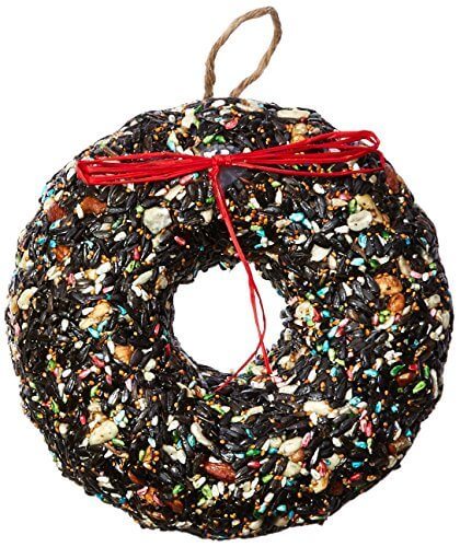 Pine Tree Farms Holiday Birdie Seed Wreath with sunflower, peanuts, safflower, millet, 2.25 lb, wild bird food in festive design