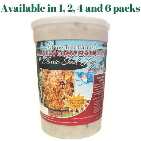 Pine Tree Farms Mealworm Banquet Classic Seed Log 72 oz (1, 2, 4 and 6 Pack) - JCS Wildlife
