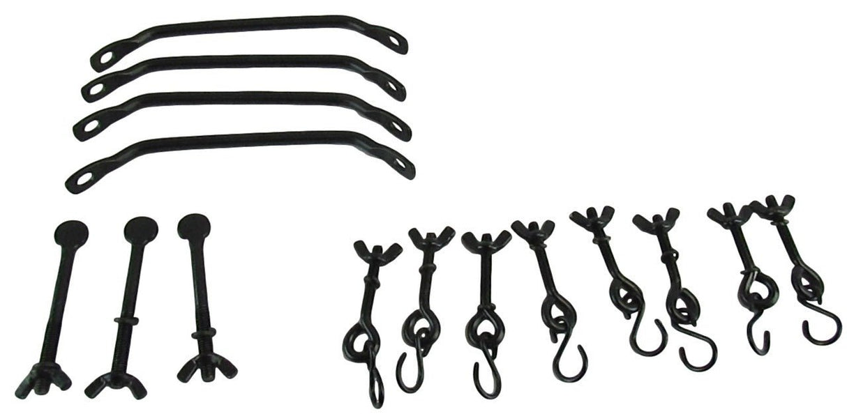 Replacement Part: Hardware Packet with Brackets for Deluxe, including hooks, screws, and brackets for bird feeder assembly.