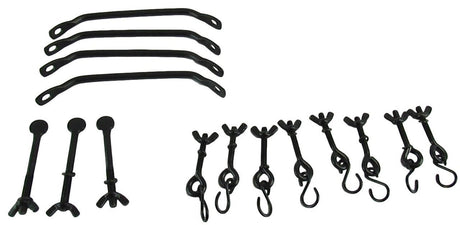 Replacement Part: Hardware Packet with Brackets for Deluxe, including hooks, screws, and brackets for bird feeder assembly.