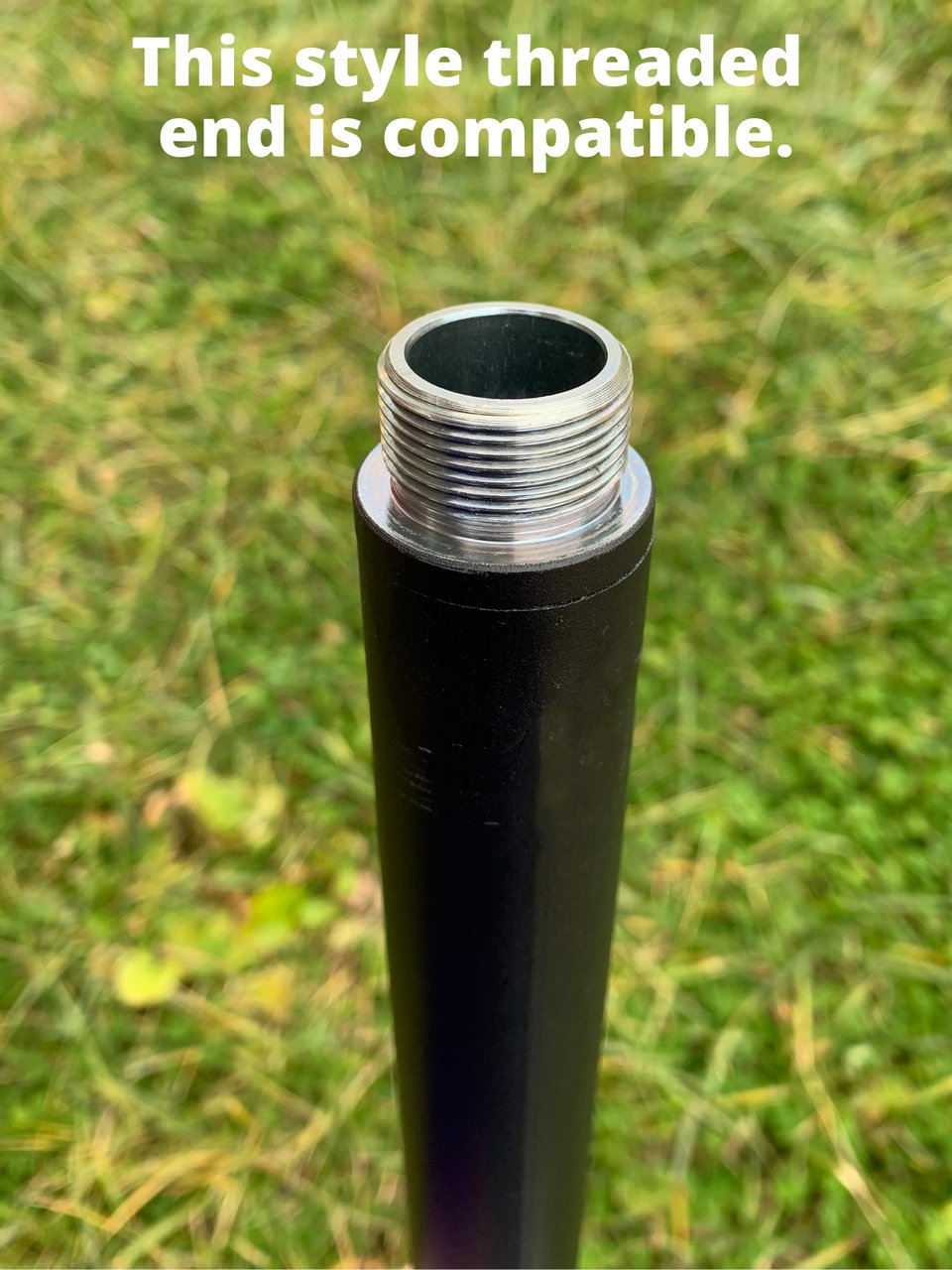 Close-up of compatible threaded end for Squirrel Stopper Pole Extender.