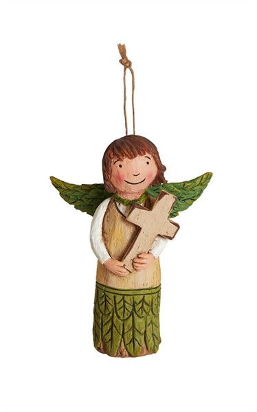 Studio M Choose Faith Angel Ornament, hand-painted angel holding cross, a perfect gift for faith and encouragement.