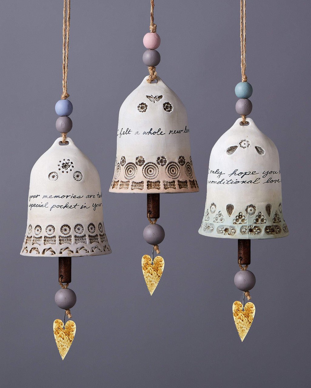 Studio M Heart Notes Grandma Ceramic Bell Collection by Lori Siebert featuring touching sentiments and elegant designs.