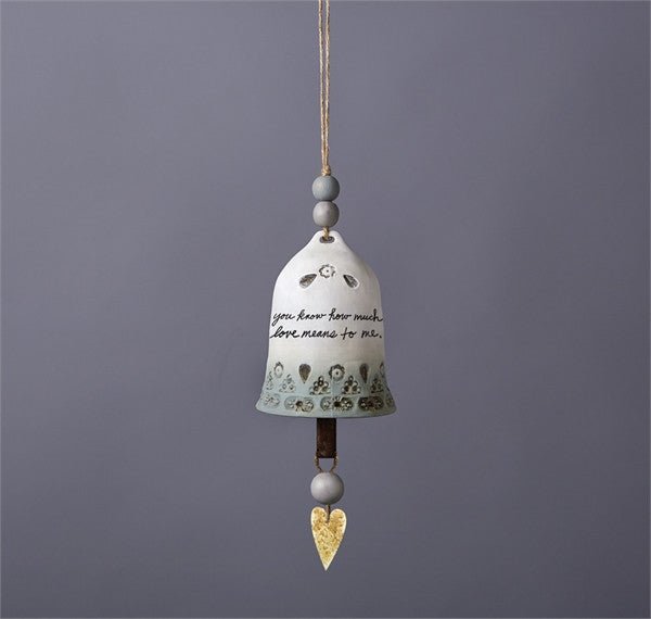 Studio M Grandma Ceramic Bell with Heart Notes design by Lori Siebert, featuring a touching sentiment and made of durable stoneware.