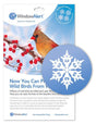 Window Alert 4 Snowflake Decals to Protect Wild Birds, shown in packaging with cardinal bird and snowflake design.