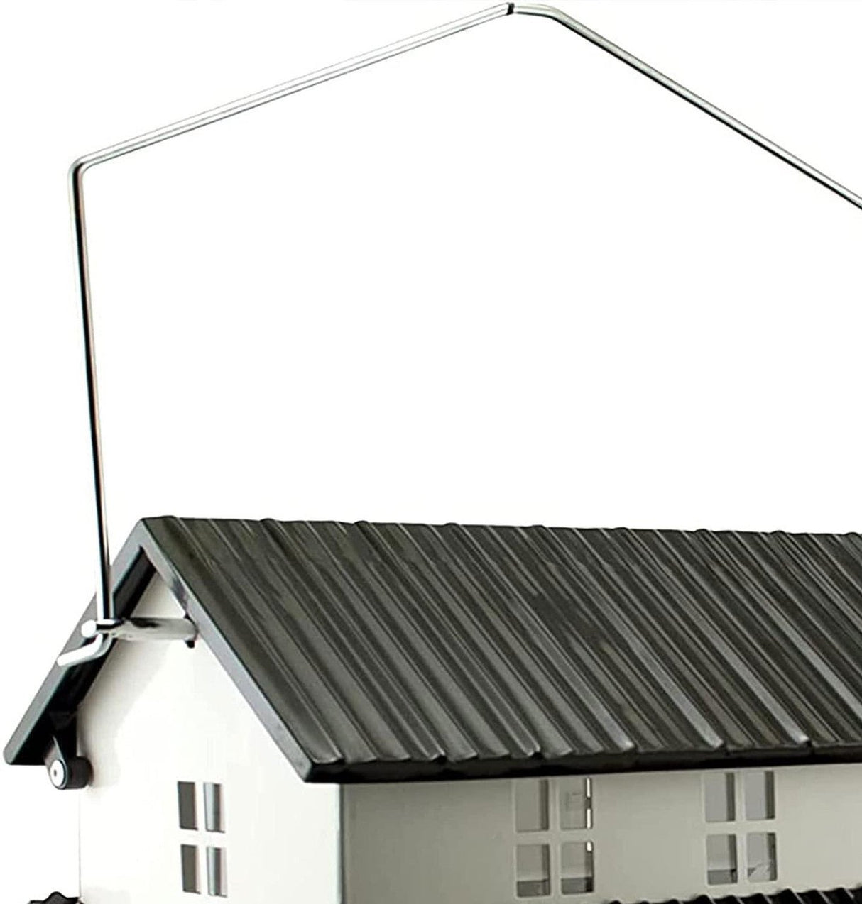 WoodLink Rustic Farmhouse Absolute® White Farmhouse Squirrel-Resistant Feeder with a black metal roof.