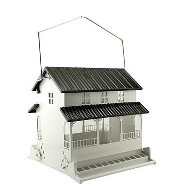 WoodLink Rustic Farmhouse Absolute® White Farmhouse Squirrel-Resistant Feeder with a charming rustic design.
