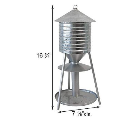Woodlink Rustic Farmhouse Galvanized Water Tower 2.5lb Seed Tray Feeder, vintage-style bird feeder with metal top.