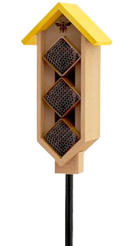 Woodlink Save Our Bees Please 3 Tier Diamond Yard Stake Mason Bee House for garden pollinator support.
