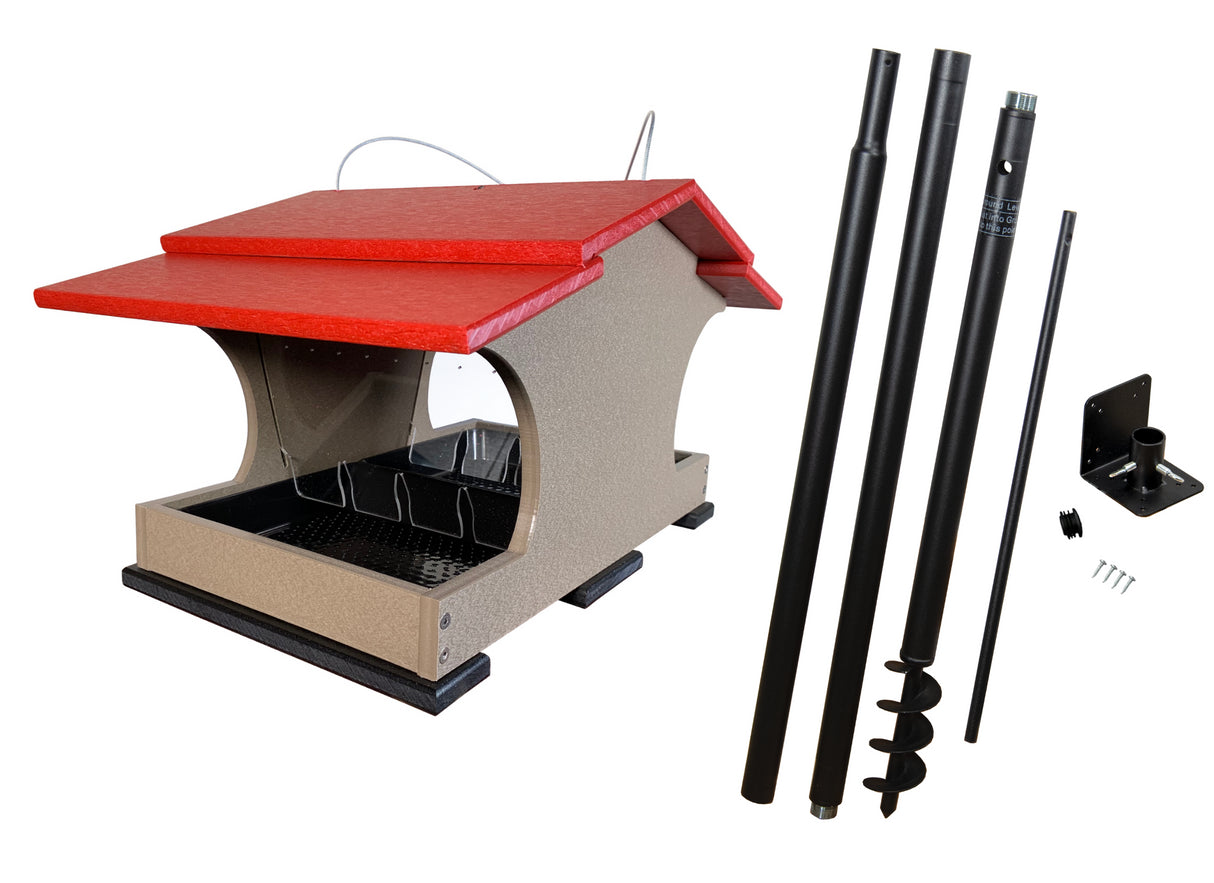 JCS Wildlife Large Poly Hopper Bird Feeder  - Mounting Pole Bundles Available!