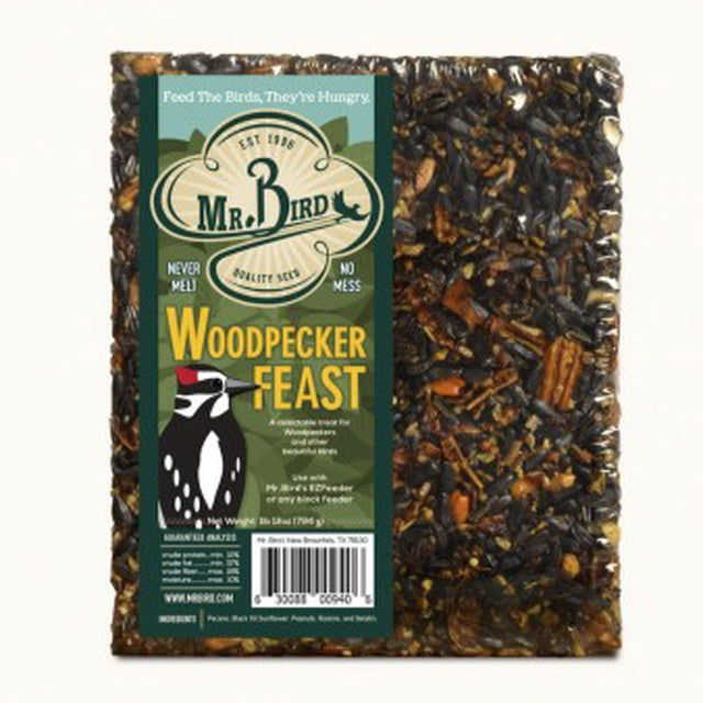 Mr. Bird Woodpecker Feast wild bird seed block with nutritious mix for backyard birds, 1 lb. 12 oz.