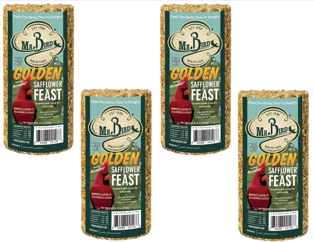 Mr. Bird Golden Safflower Feast Small Wild Bird Seed Cylinder 25 oz. (1, 2, 4, and 6 Packs)