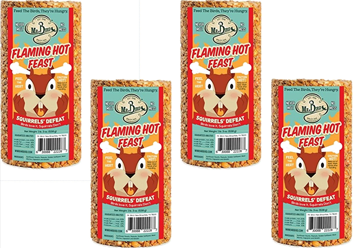 Mr. Bird Flaming Hot Feast Small Wild Bird Seed Cylinder 19 oz. (1, 2, 4, and 6 Packs)