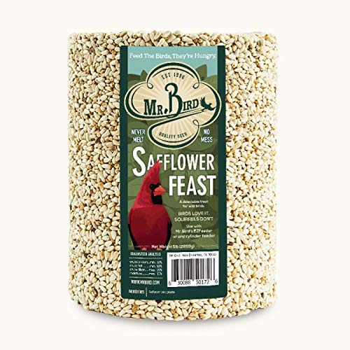 Mr. Bird Safflower Feast Large Wild Bird Seed Cylinder 5 lbs. (1, 2, 4 and 6 Packs)