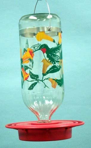 Original Best-1 Flowers Hummingbird Feeder 32 oz Glass Bottle, Plastic Base