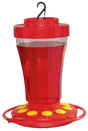 First Nature 3090 Hummingbird Nectar Flower Feeder, 32 oz, with 10 feeding ports, red base, yellow flowers, made in the USA