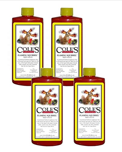 Cole's Flaming Squirrel Seed Sauce Liquid Squirrel Deterrent FS16 16 oz. (1, 4 and 8 Packs)