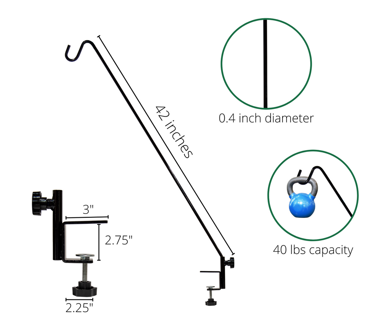 JCS Wildlife Deck Hook with Deck Clamp - Available in 42-Inch and 48-Inch Sizes!