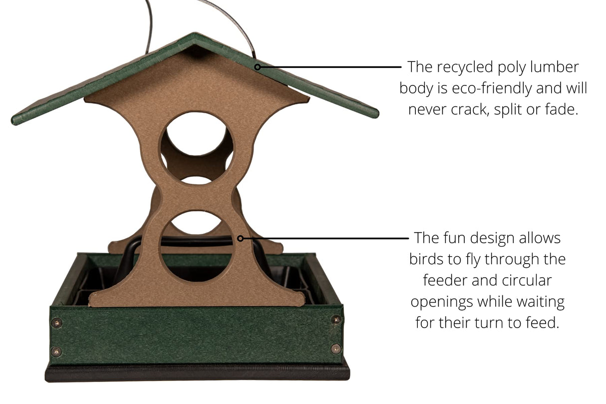 JCS Wildlife Medium Poly Fly Thru Platform Bird Feeder