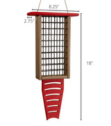 JCS Wildlife Recycled Double Suet Feeder Bird Feeder with Tail Prop