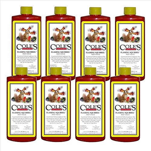 Cole's Flaming Squirrel Seed Sauce Liquid Squirrel Deterrent FS16 16 oz. (1, 4 and 8 Packs)